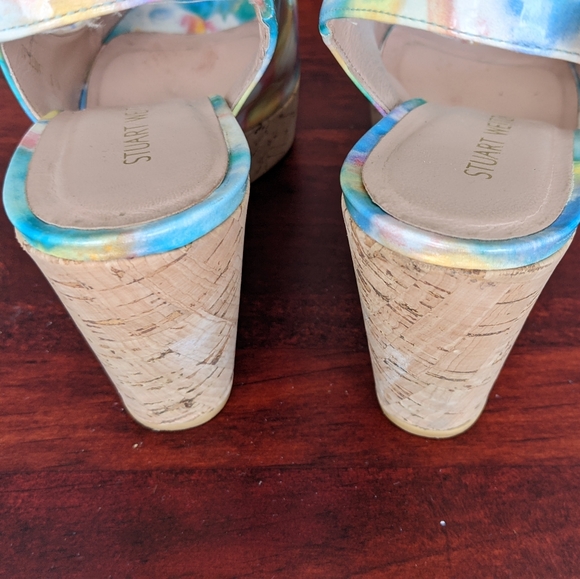 Stuart Weitzman Jean Wedge Peep Toe Slingbacks Size 8 - Picture 2 of 6